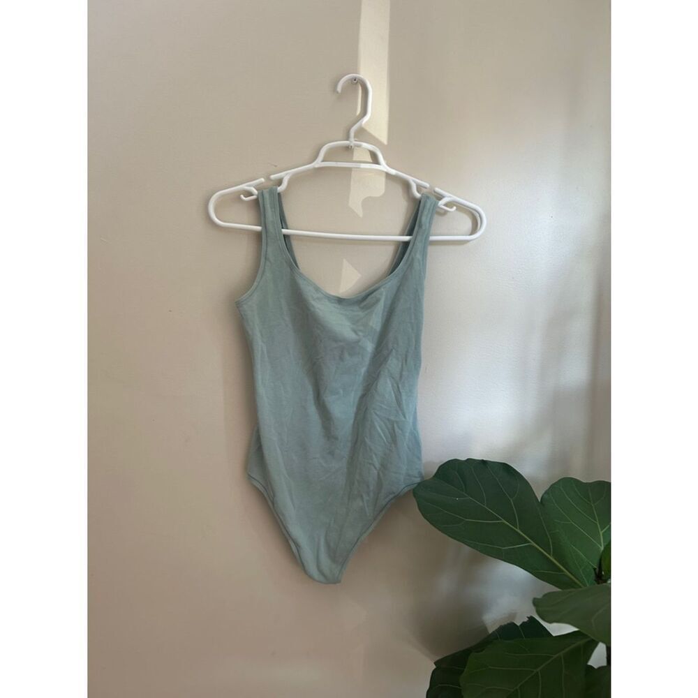Pink victoria secret scoop Neck One-Piece Bodysuit in Sage Green size M NWT